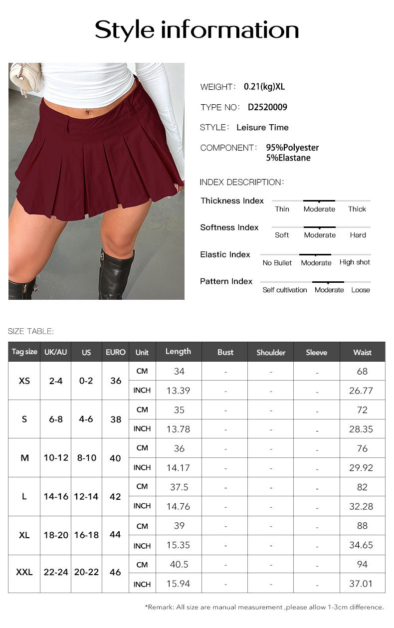 Casual Vacation Sexy Versatile Solid Color Pleated Midi Skirt