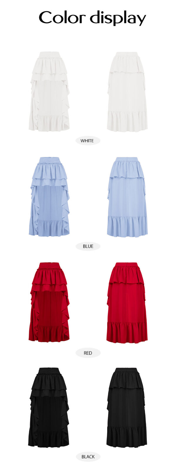 Casual Bohemian Vacation Solid Color Pleated Stitching Skirt