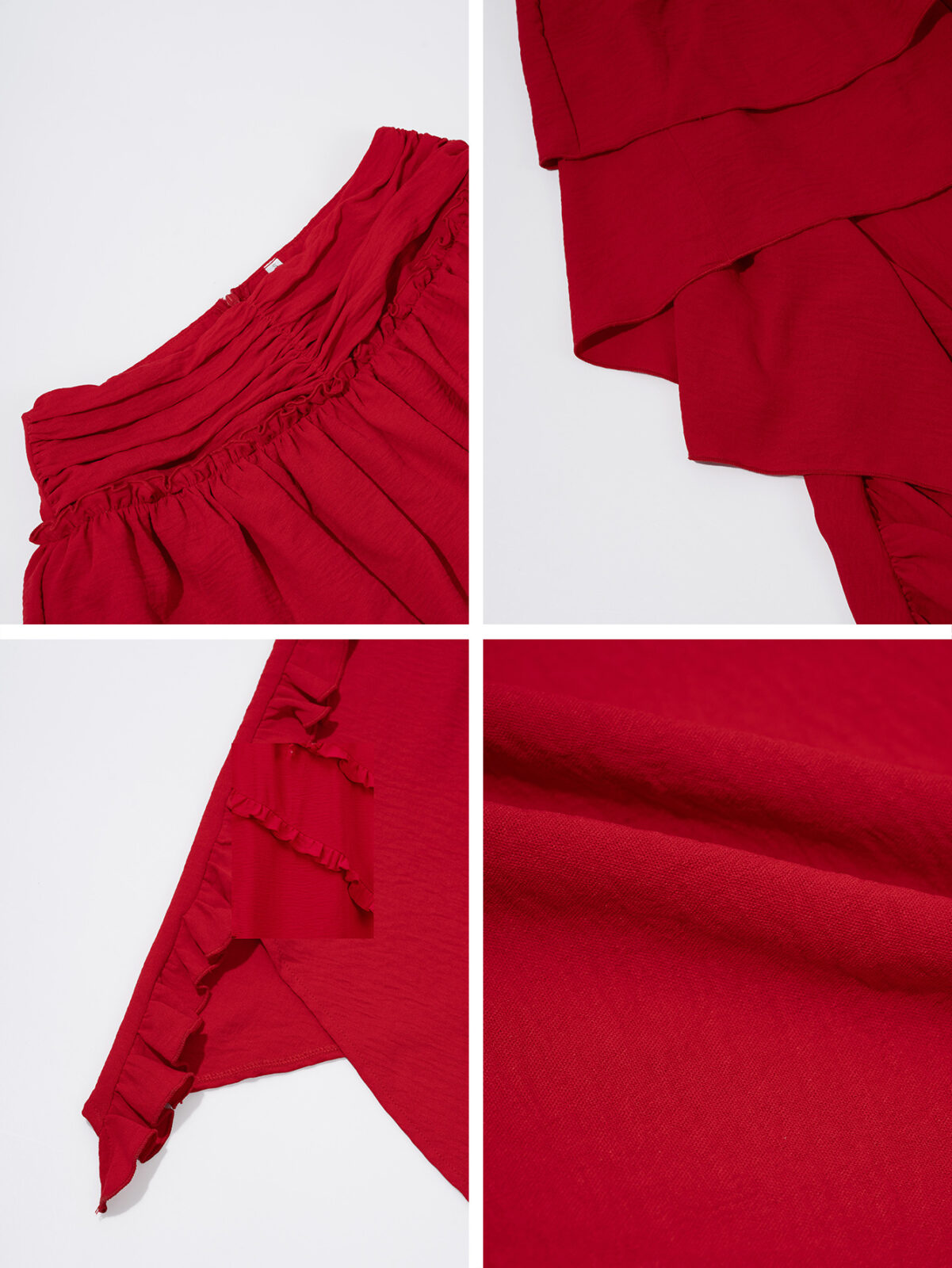 Casual Bohemian Vacation Solid Color Pleated Stitching Skirt