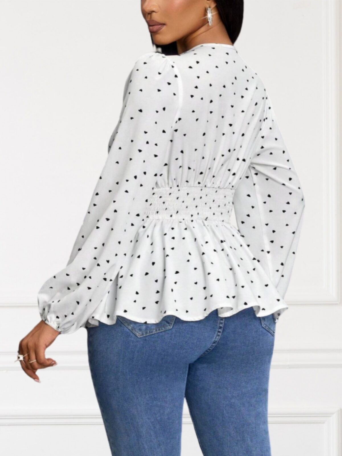 Hot Sale Heart Printing Long Sleeve Shirt Top