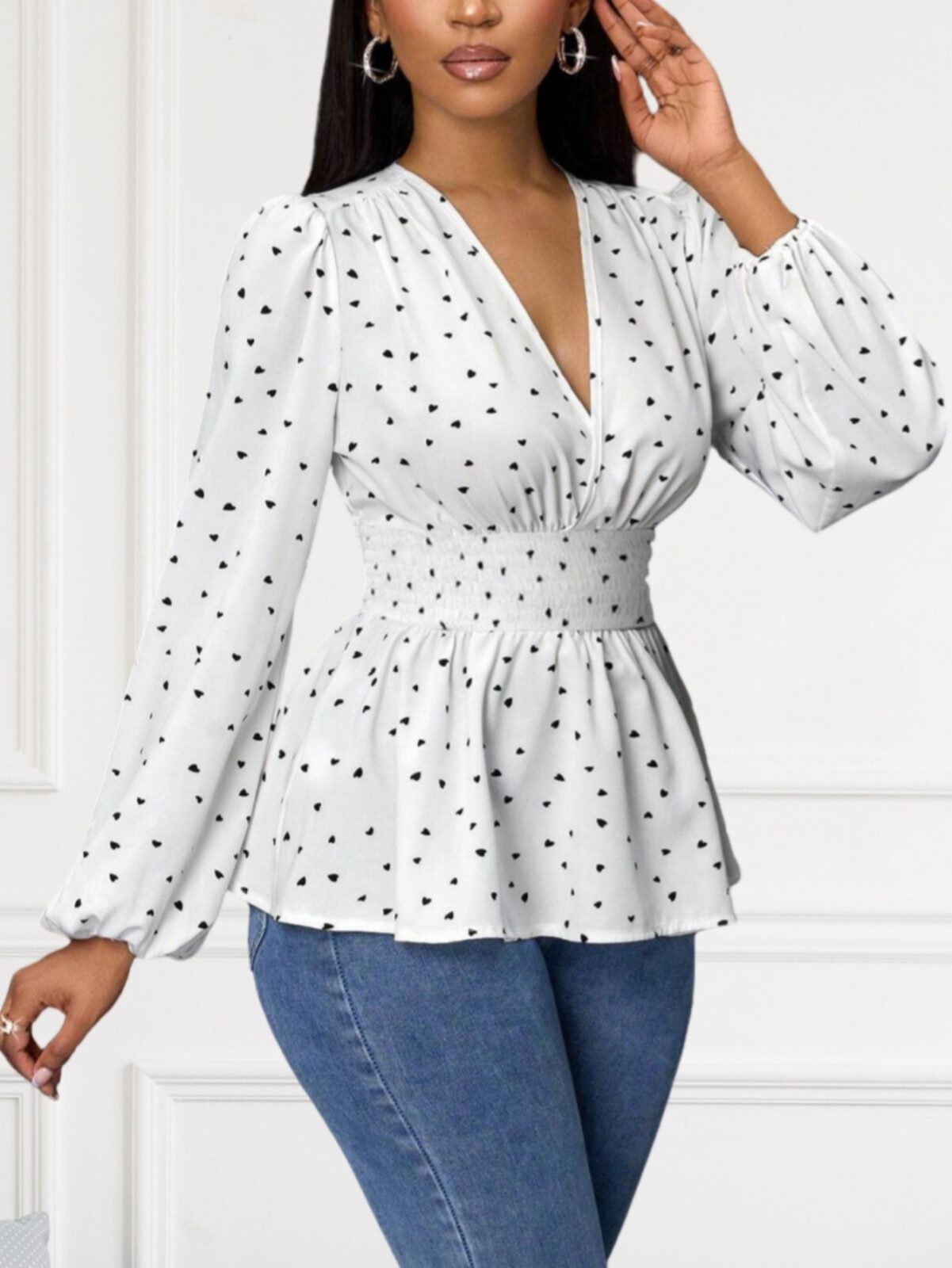 Hot Sale Heart Printing Long Sleeve Shirt Top