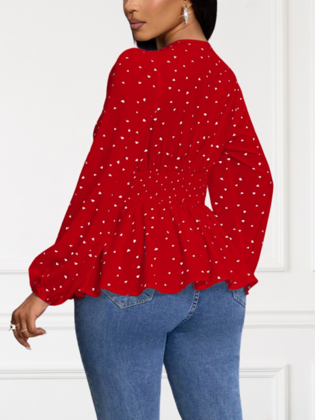 Hot Sale Heart Printing Long Sleeve Shirt Top