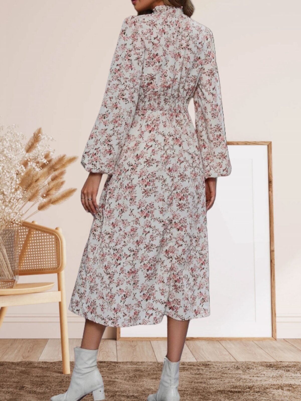 Hot Sale Winter Floral Long-Sleeved Dress