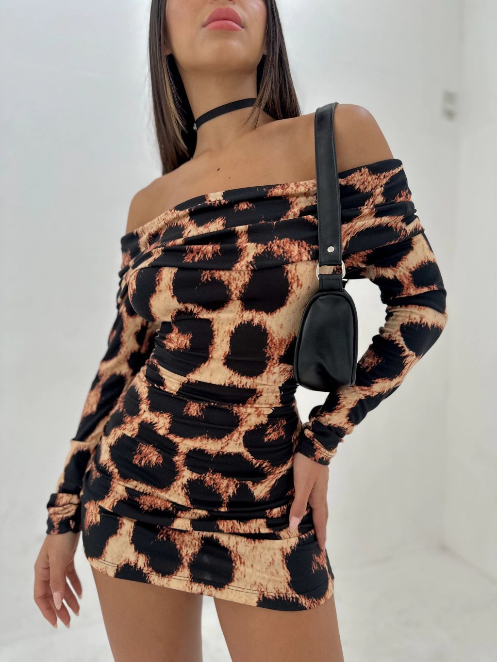 2024 Winter Off-Shoulder Printed Bodycon Short Dress