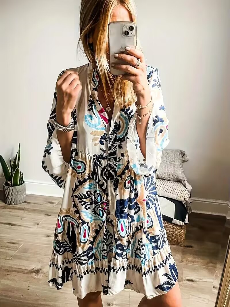 2024 Vacation Style Ethnic Style Women's Loose Casual Floral Dress