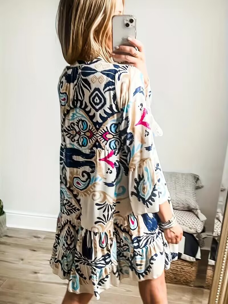 2024 Vacation Style Ethnic Style Women's Loose Casual Floral Dress