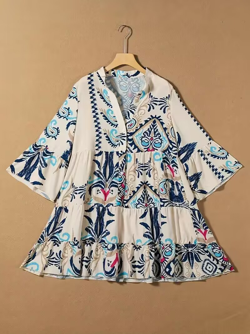 2024 Vacation Style Ethnic Style Women's Loose Casual Floral Dress