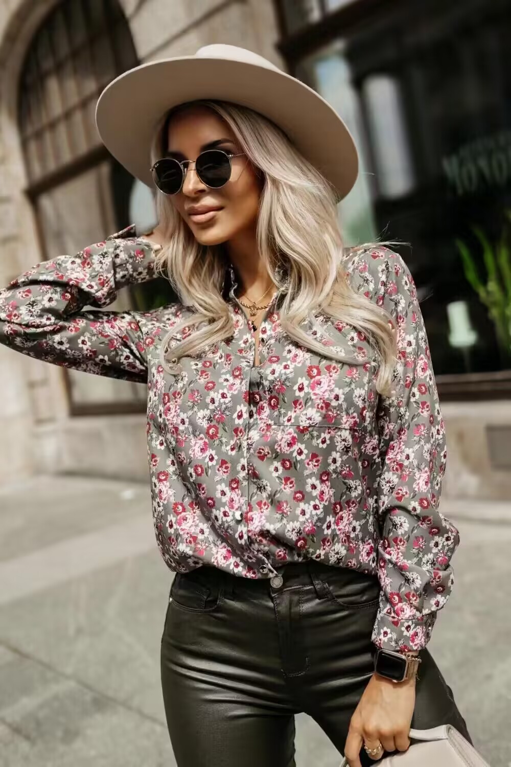 2024 Printing Lapel Shirt Commuter Top