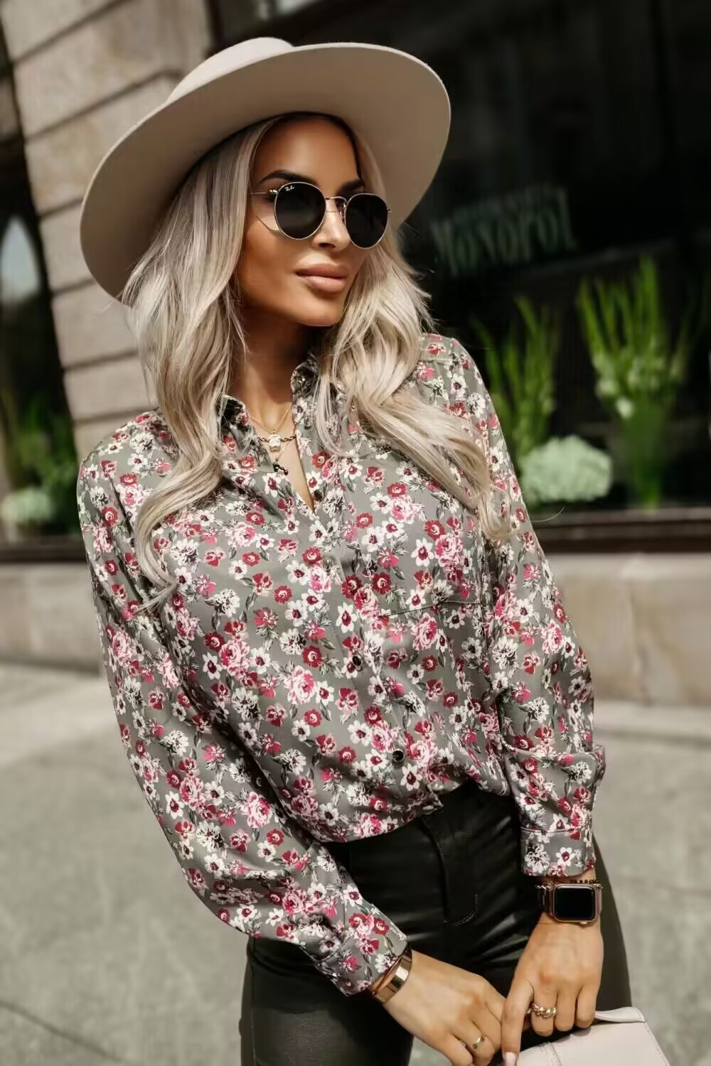 2024 Printing Lapel Shirt Commuter Top